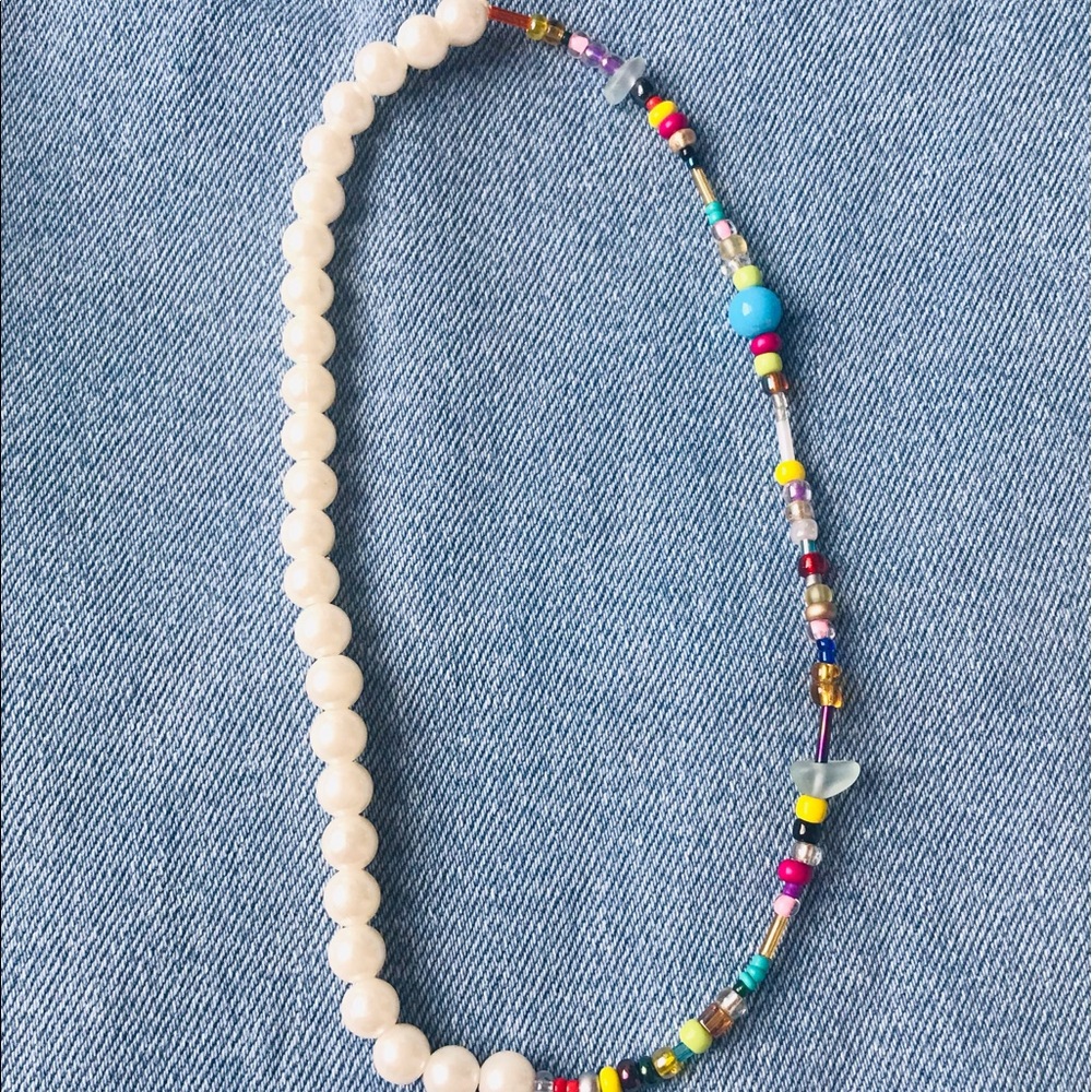 Handmade Half Pearl Half Seed Bead Beads Necklace